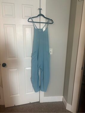 Free people hot shot jumpsuit light blue